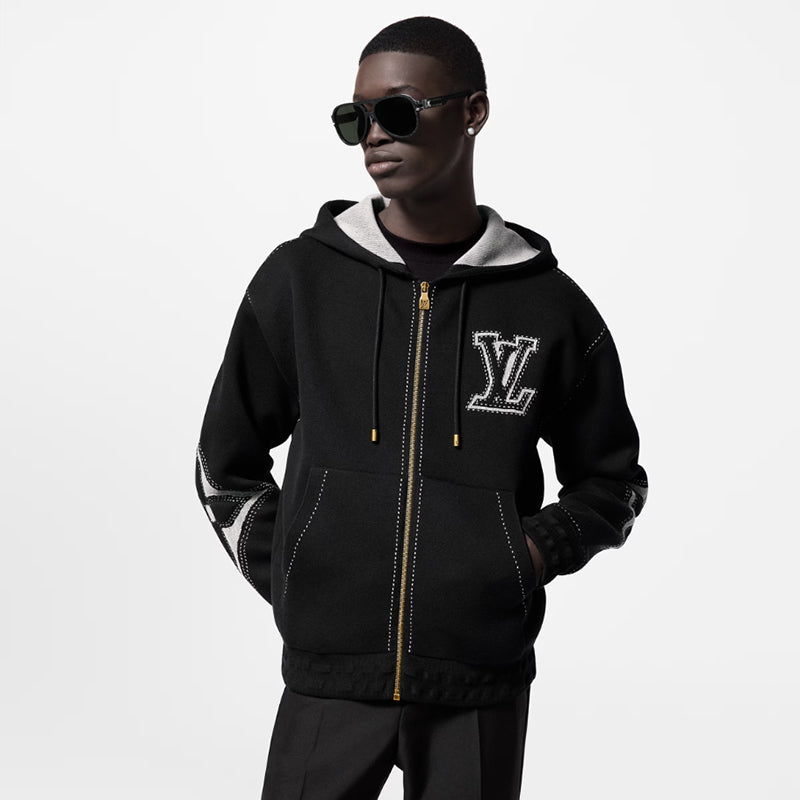 LV インターシャ ジップアップ コットン パーカー