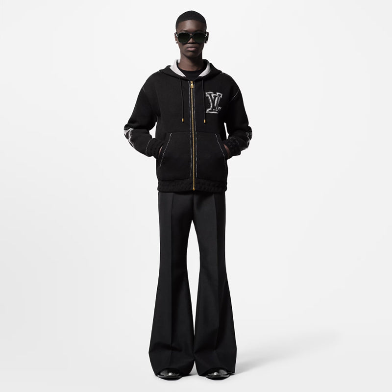 LV インターシャ ジップアップ コットン パーカー